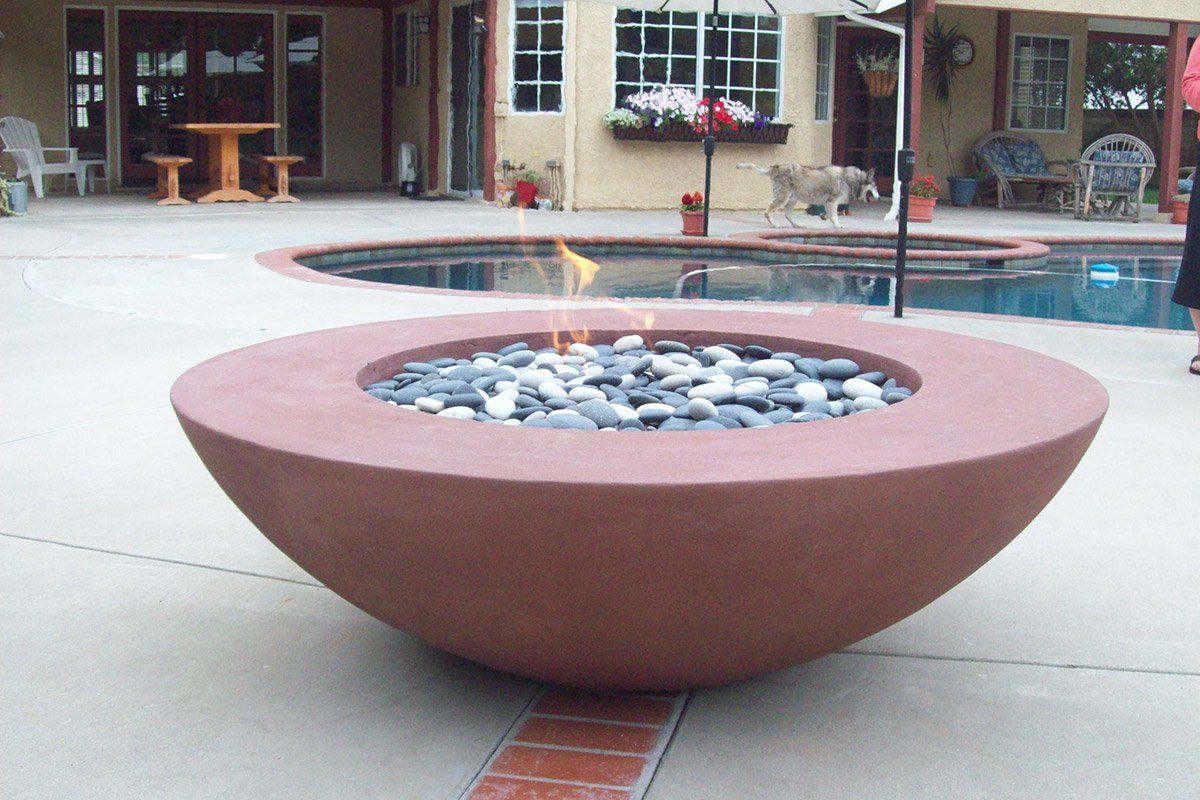 Simplicity Edge Fire Bowl 60" x18" 12" lip, Rustic Red Fire Bowls / fire Pits Concrete Creations 