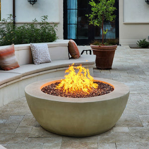 Ovale Edge Fire Bowl Table 72" x 55" x 18" h Pearl White Fire Bowls / fire Pits Concrete Creations 