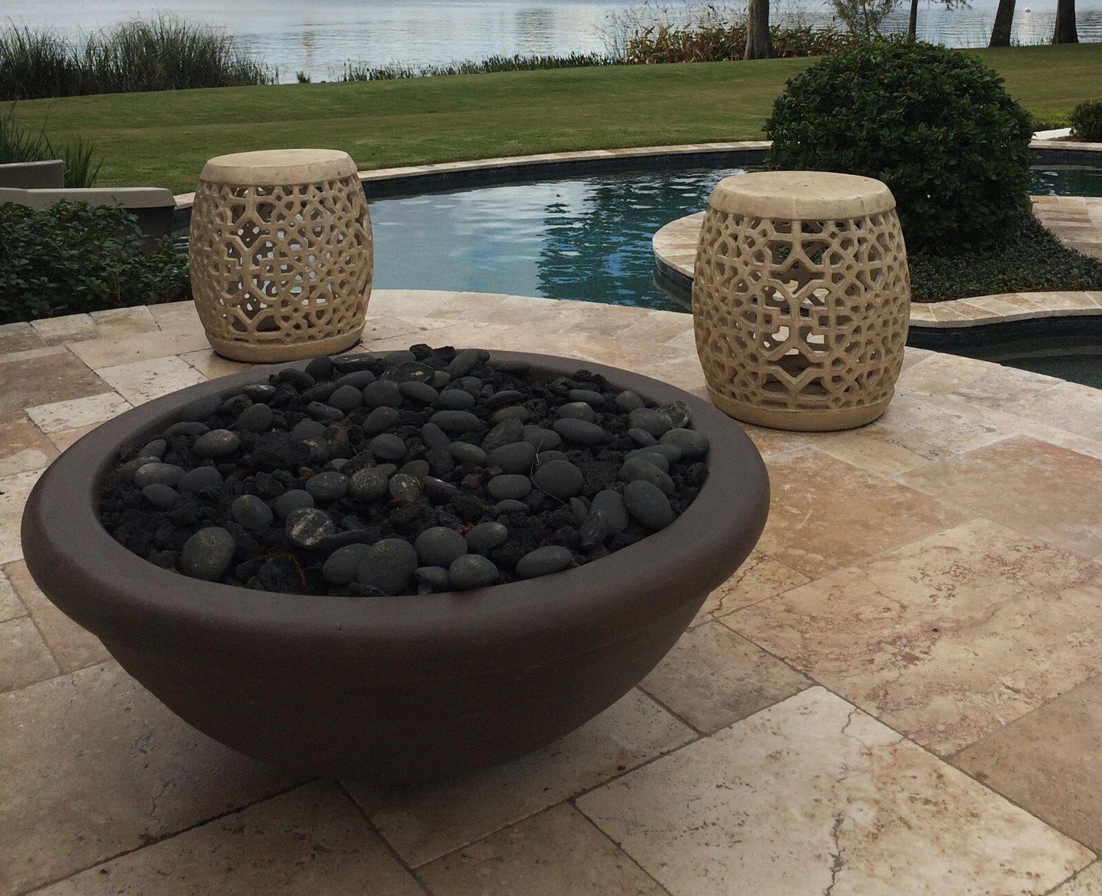 Meron Ribbed Fire Bowl 34" x 12" Fire Bowls / fire Pits ConcreteCreationsLA 