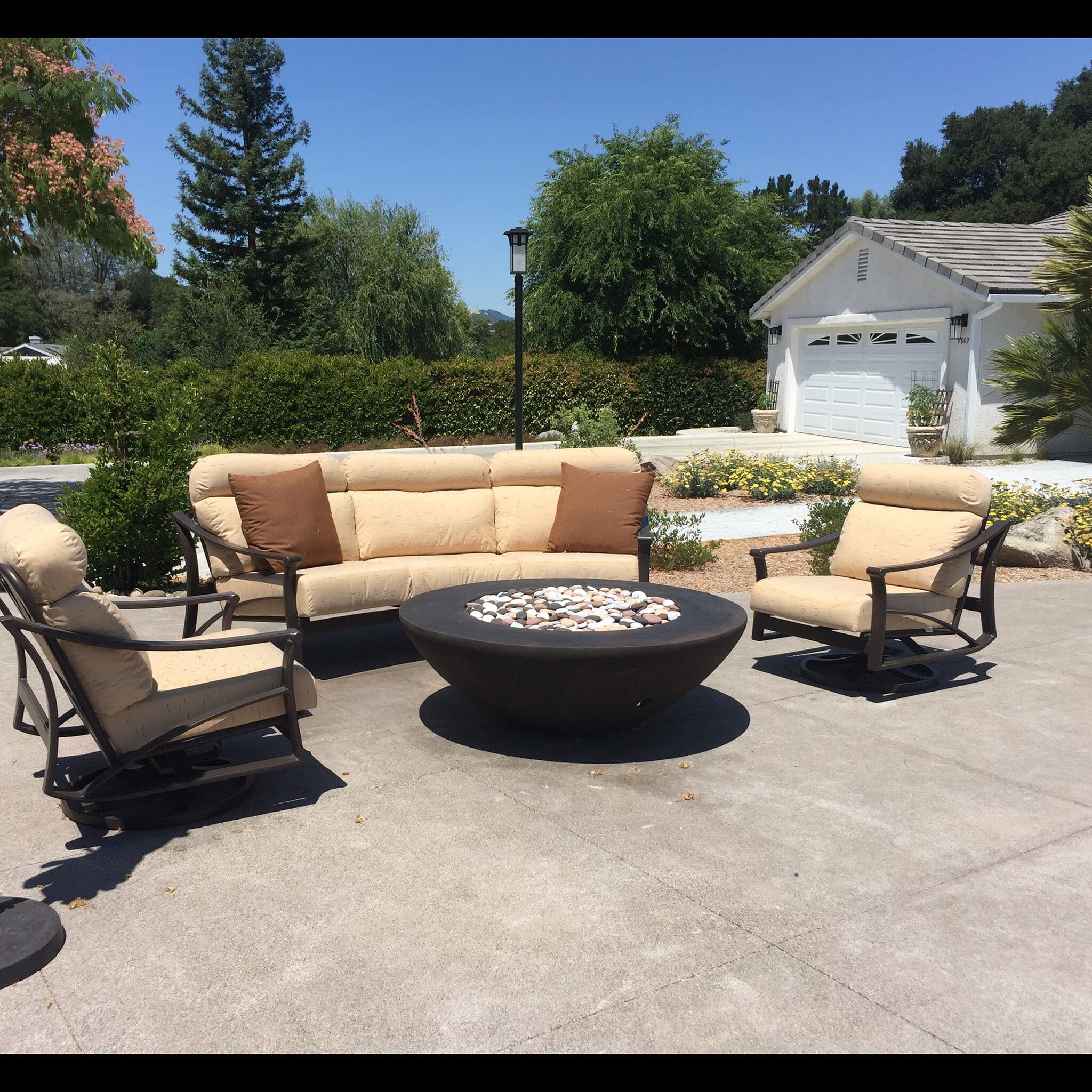 Simplicity Edge 54" x 18" 10" lip Walnut Acid Fire Bowls / fire Pits ConcreteCreationsLA 