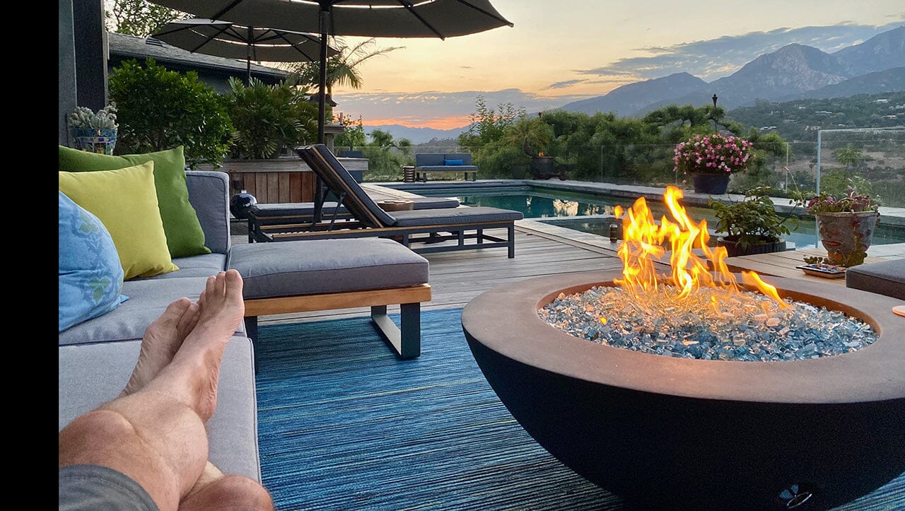 Simplicity Edge Fire Bowl Table 48" x18" 8" lip Ebony Color Fire Bowls / fire Pits Concrete Creations 