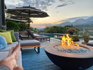 Simplicity Edge Fire Bowl Table 48" x18" 8" lip Ebony Color Fire Bowls / fire Pits Concrete Creations 
