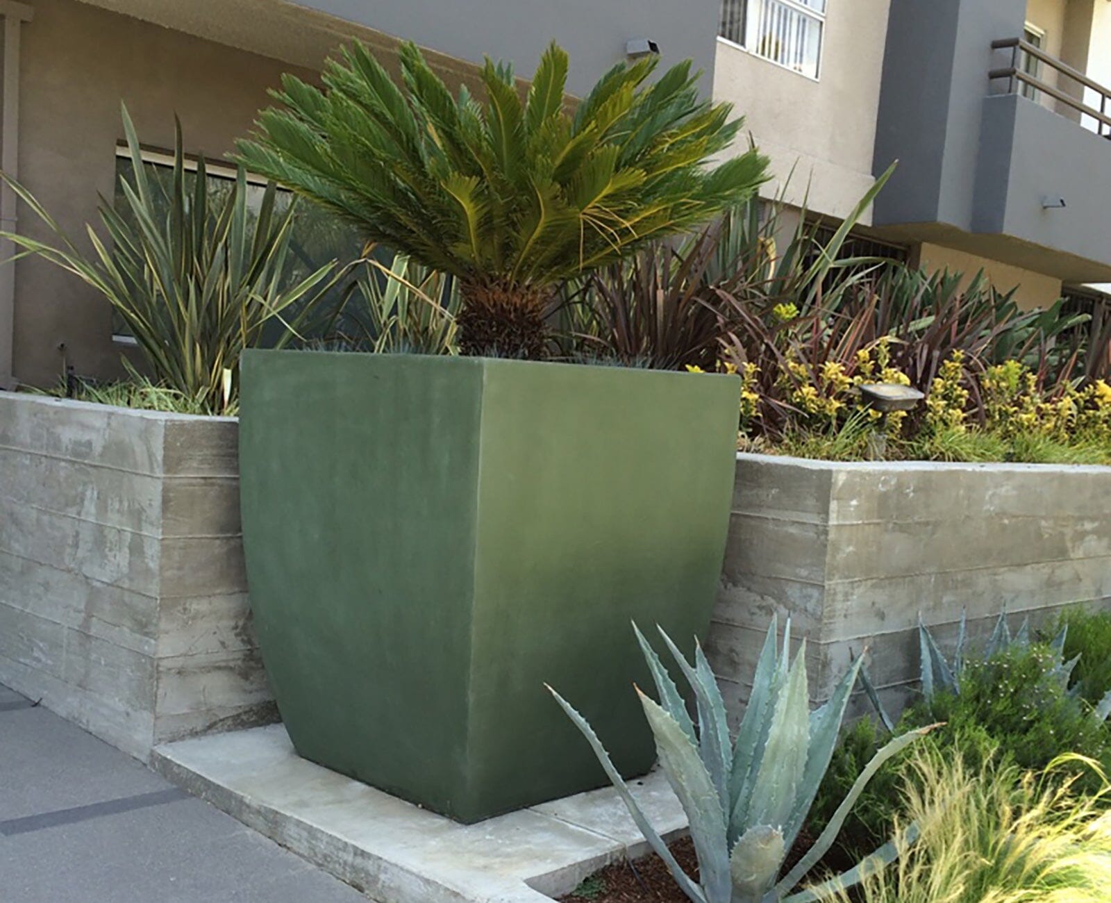 big square plant pots Symphony Square planter 42" x42" x50" Forrest Green