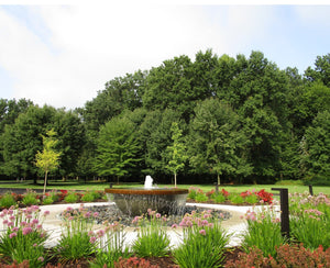 The Contemporary Rounded fire bowl in Granite Green Water Features ConcreteCreationsLA 