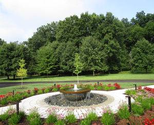 The Contemporary Rounded fire bowl in Granite Green Water Features ConcreteCreationsLA 