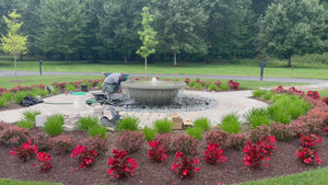 The Contemporary Rounded fire bowl in Granite Green