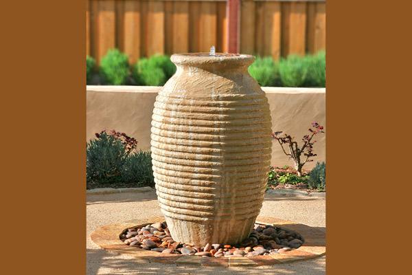 D-Jarrah Ribbed Jar Water Features Concrete Creations 