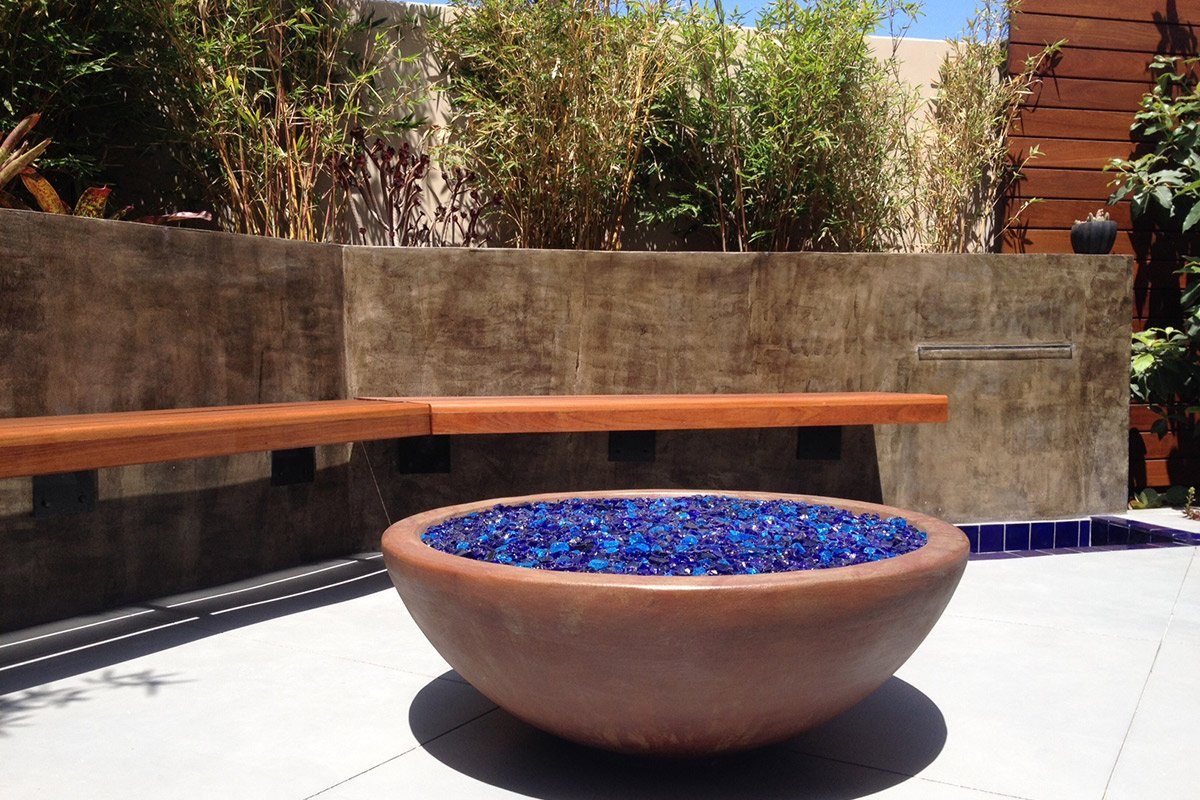 Simplicity Fire Bowl 37" x13.5" Mahogany Acid Fire Bowls / fire Pits Concrete Creations 
