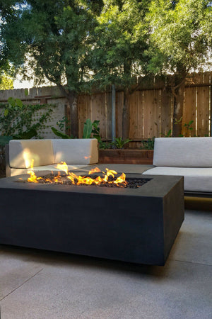 Geo Edge Rectangular Fire Table with Toe Kick Fire Bowls / fire Pits ConcreteCreationsLA 