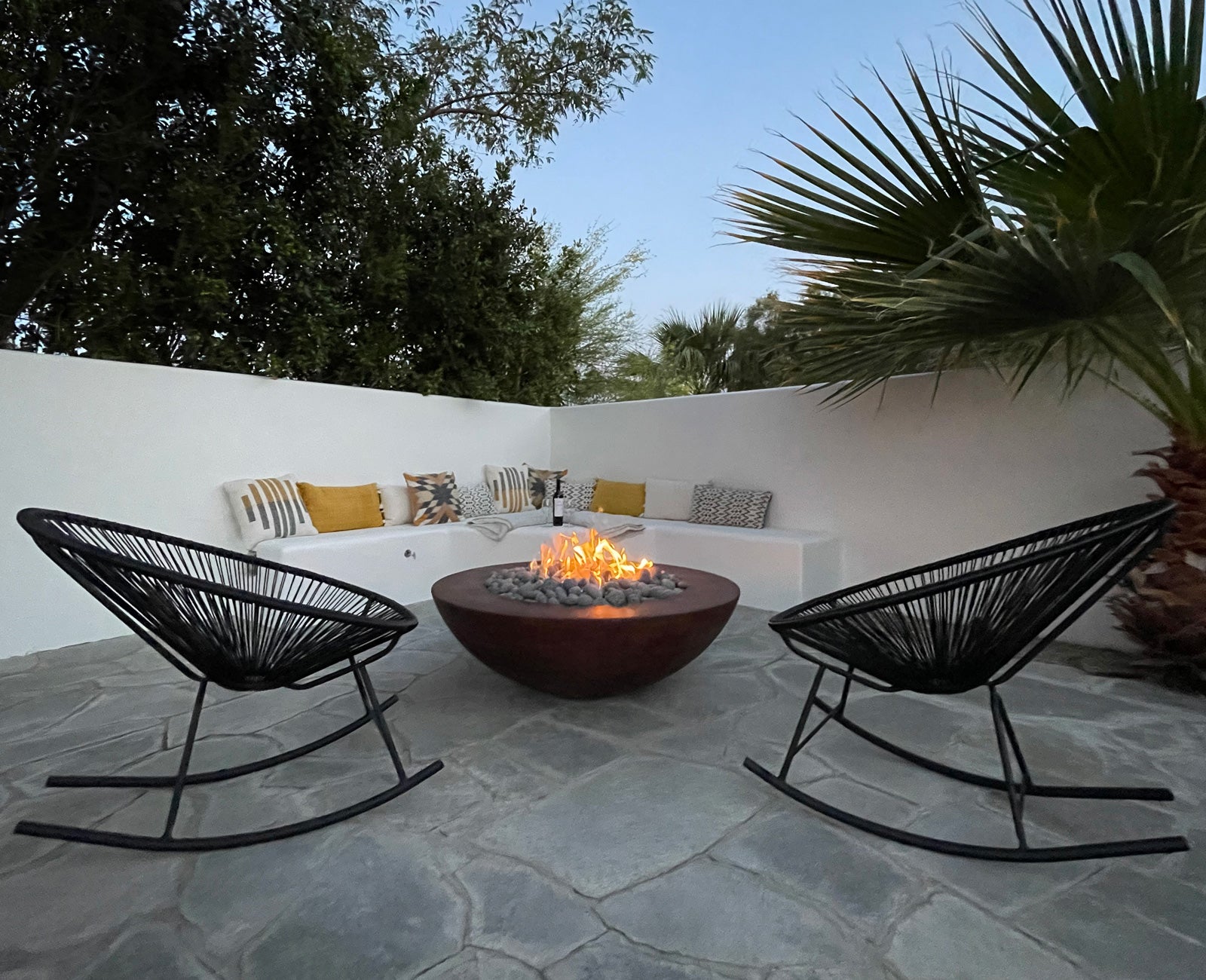 Simplicity Edge Fire bowl / Fire Table 48" x15" 8" lip In Mahogany Acid color ConcreteCreationsLA 