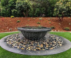 Contemporary Rounded Water Fountain water bowl ConcreteCreationsLA 