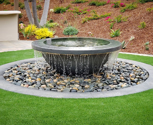 Contemporary Rounded Water Fountain water bowl ConcreteCreationsLA 