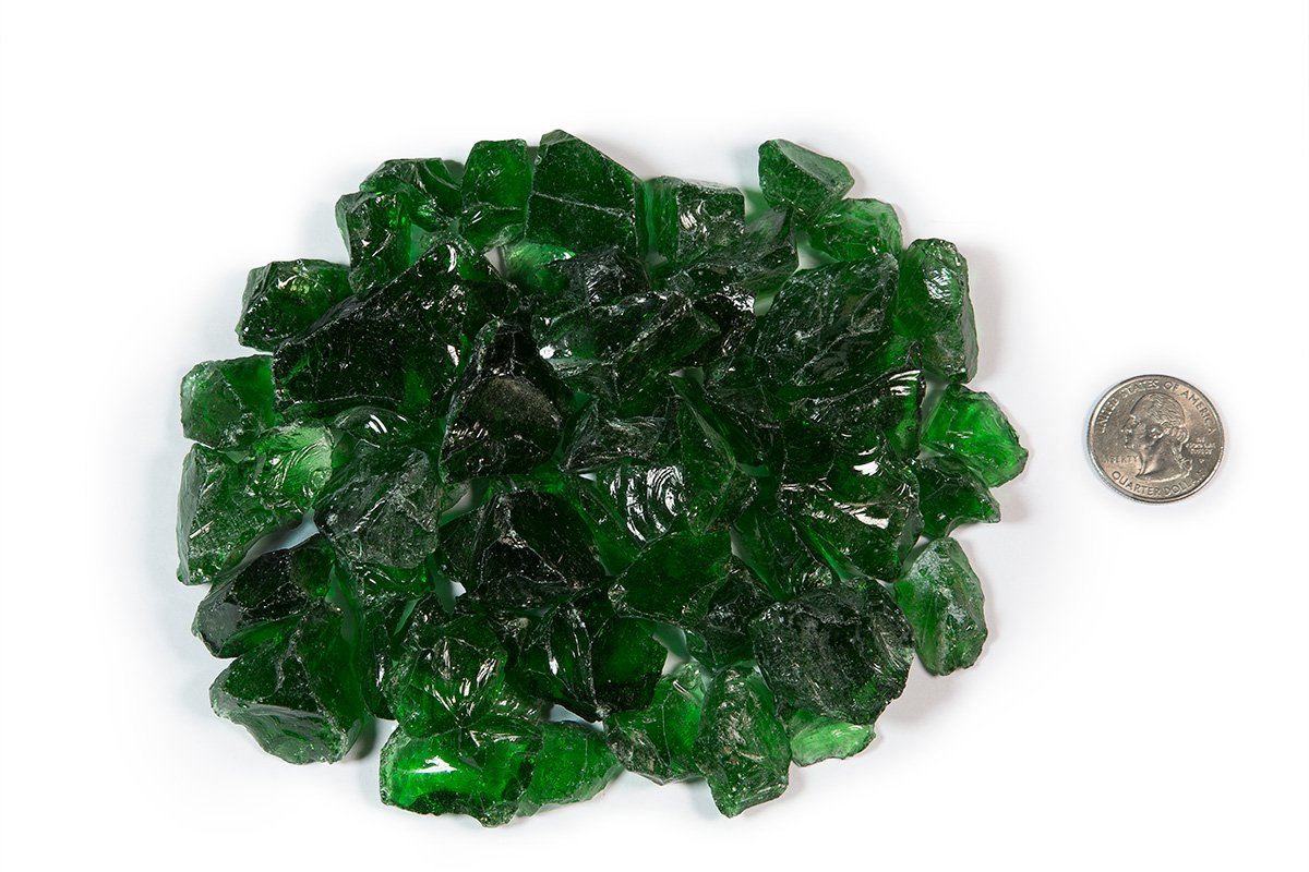 American Made Fire glass 1/2"-1" - Dark Green Fire glass ConcreteCreationsLA 