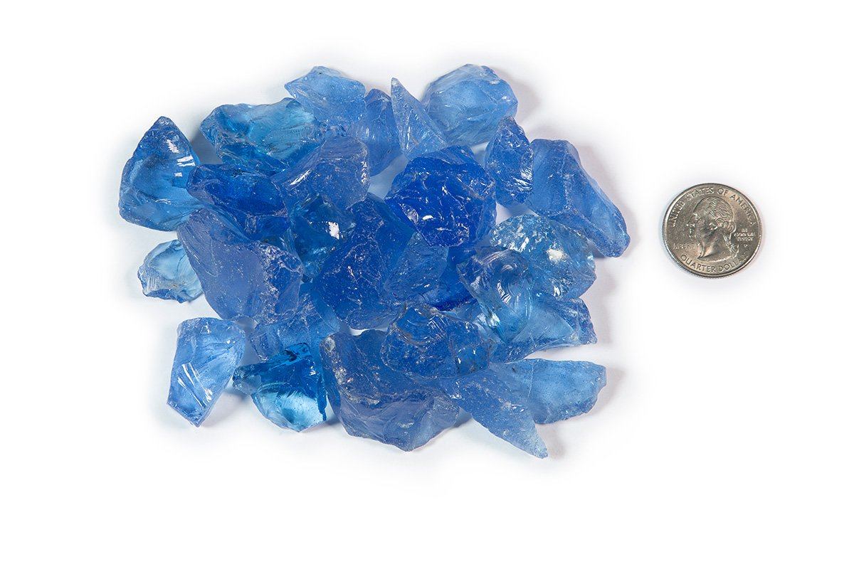 American Made Fire glass 1/2"-1" - Light Blue Fire glass ConcreteCreationsLA 