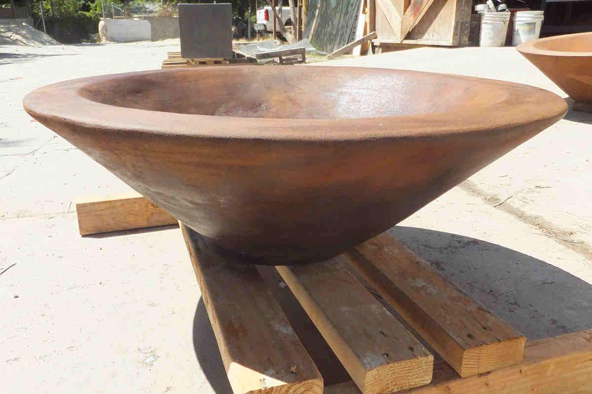 Asian Wok Fire Bowl #1 31" x 10" Mahogany Acid Fire Bowls / fire Pits Concrete Creations 