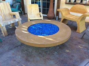 Contemporary Fire Bowl Table 56" x 18" -11" lip-Spanish Gold Color Concrete Creations 
