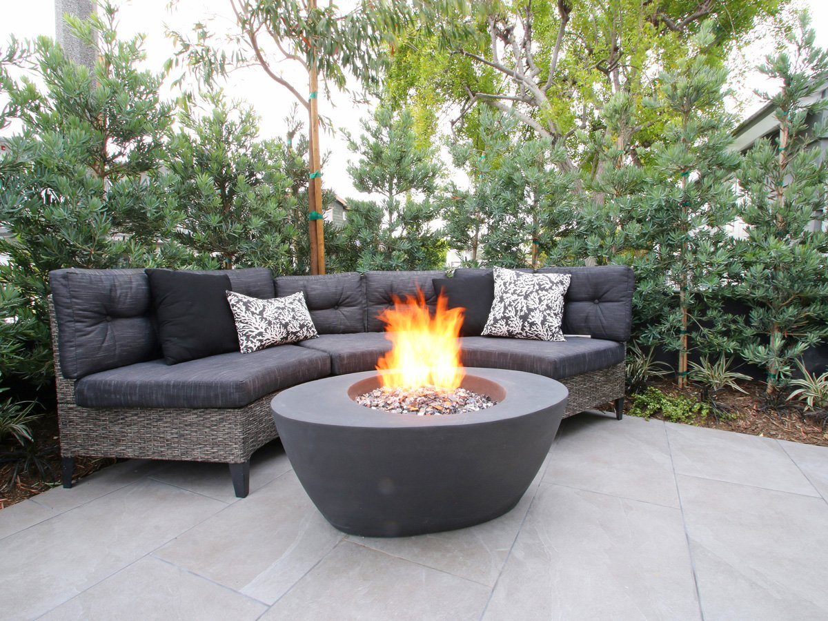 oval concrete fire pit