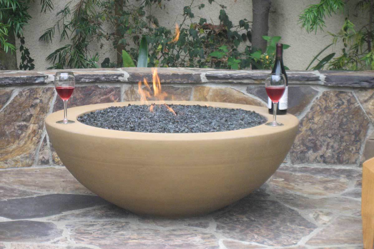Simplicity Edge Fire Bowl 40" x15" 5" lip, Spanish Gold Fire Bowls / fire Pits Concrete Creations 