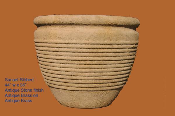 Large Ribbed Stone Pot