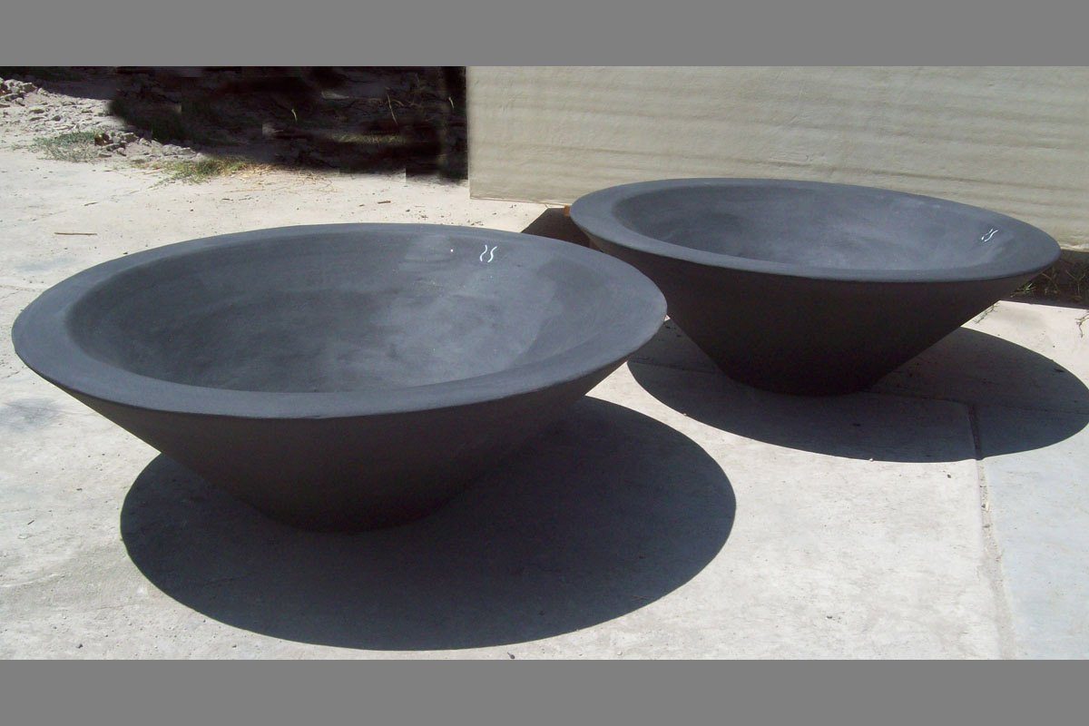 Asian Wok Fire Bowl #1 36" x 12" Ebony Color Fire Bowls / fire Pits Concrete Creations 